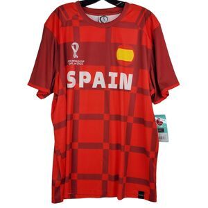SPAIN Jersey Mens XXL Red Soccer FIFA WORLD CUP QATAR 2022 Athleisure Activewear